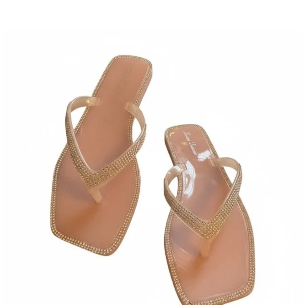 Lauren Lorraine Tampa Pink Rhinestone Sandals, Size 7.5, New